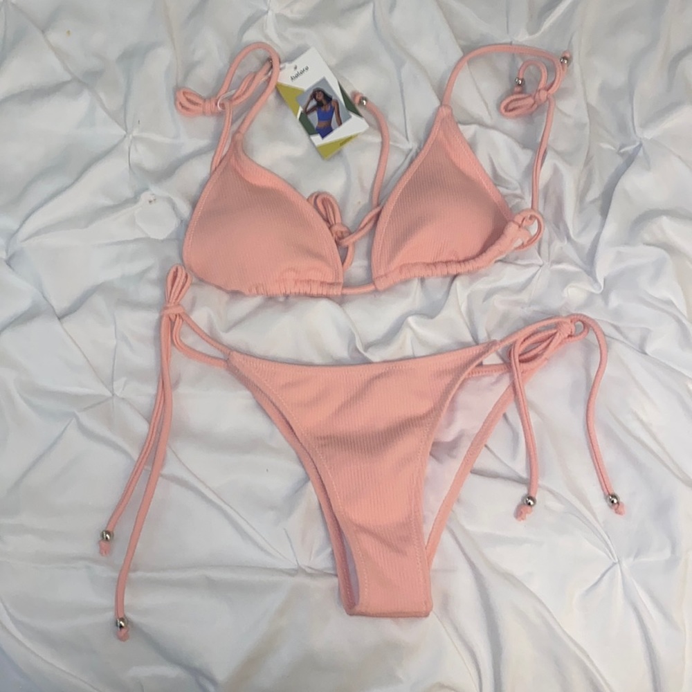 Rose Pink string tie bikini Halara size small